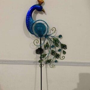 Metal Peacock Solar Garden Lights Stakes - Waterproof Landscape Path Lights